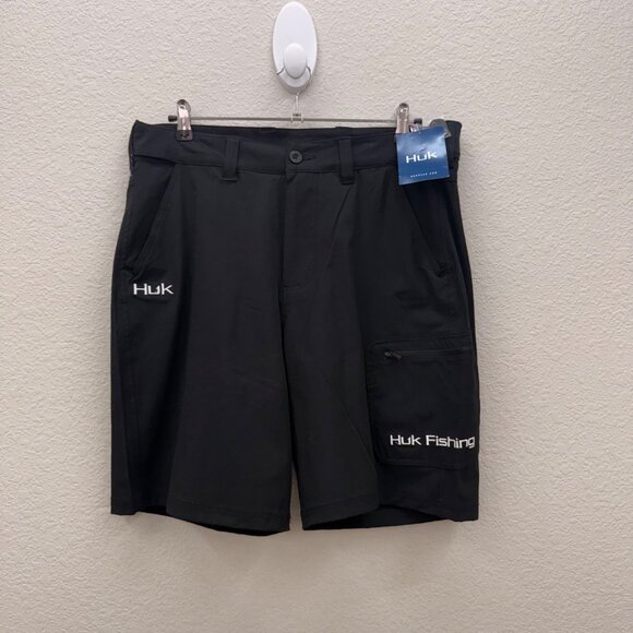 HUK Next Level 10.5" Black Performance Stretch Shorts NXTLVL Mens size Large NEW - Picture 1 of 9
